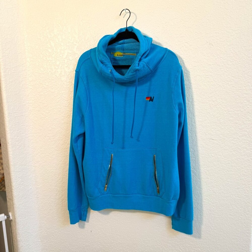 Aviator Nation Ninja Hoodie in Sky Blue / Teal - Size XL